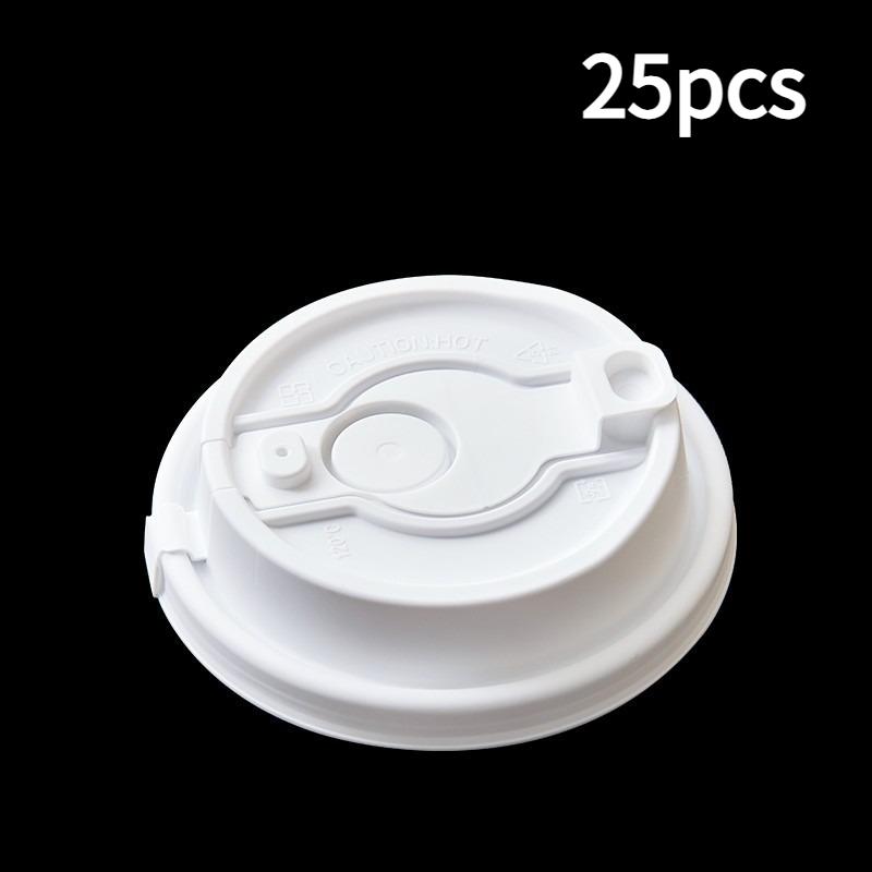 25pcs Disposable Double-layer Coffee Cup Thickened Heat-insulating Kraft Paper Cup Hollow Heat-resistant Beverage Cups Sealed Leak Proof Lid