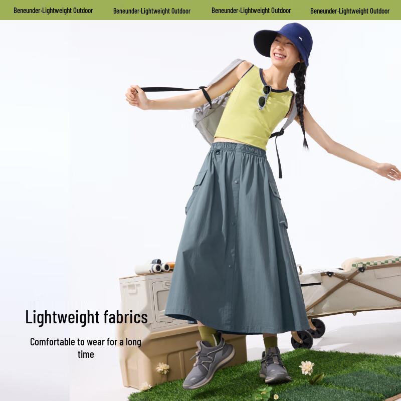 beneunder Damen Faltenrock A-Linie Midi