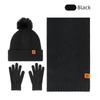 3Pcs/Set Thicken Knit Beanie Snood Set Plush Lining Touchscreen Gloves  for Men Women