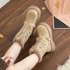 Fashion Platform High Boot Women Snow Boots Flats Fur Warm Shoes 2024 Trend Suede Cotton Sneaker Winter Kawaii Lace Up Plush Botas Mujer