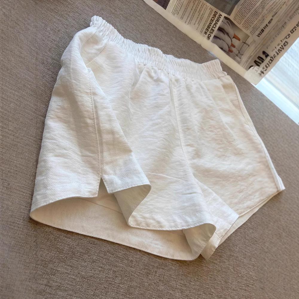 American Retro High Waist White Casual Wide-Leg Women's Shorts
