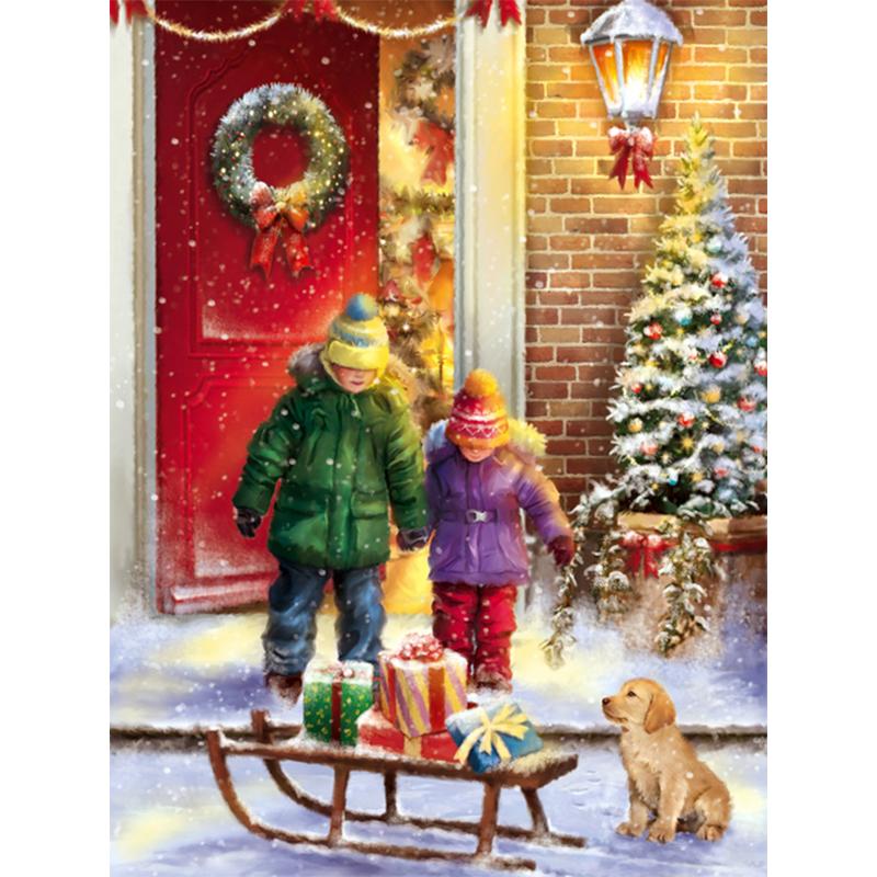 5D DIY Diamond Paint Cartoon Dětská sada křížkového stehu Celá kulatá vyšívání Mozaika Umělecký obrázek Kamínkového vánočního dárku