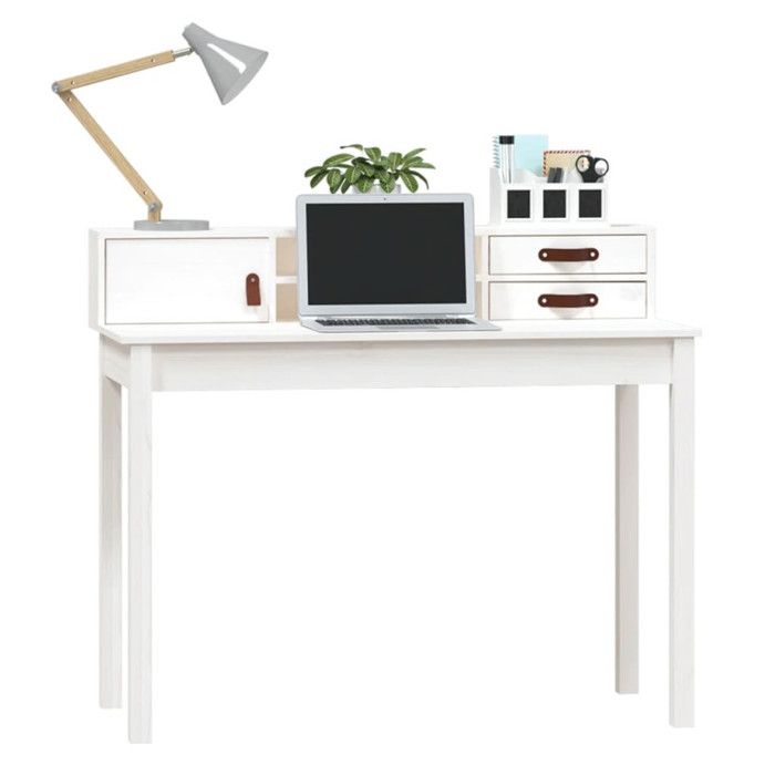 VidaXL Bureau Blanc 110x50x93 cm Bois massif de pin 823530
