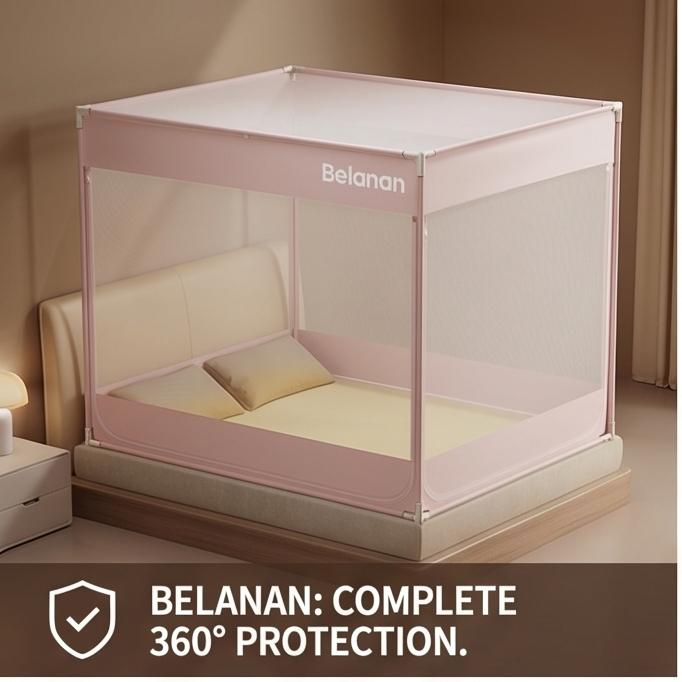 Premium Langlebiges Kein-Aufbau Jurten-Stil Vollboden Anti-Sturz Moskitonetz für 120/150/180/200cm Betten, Sicher für Kinder & Babys, Ideal für den Heim-Schlafzimmergebrauch