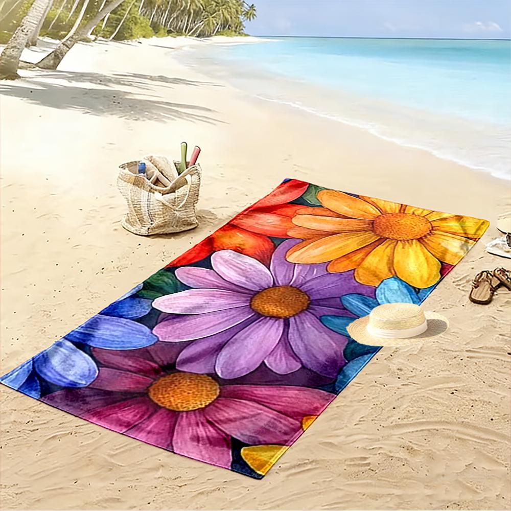 Colorful Floral Pattern Beach Towel Beach Towel Quick-drying for Travel Outdoor Sports Jogging Beach and Swimming