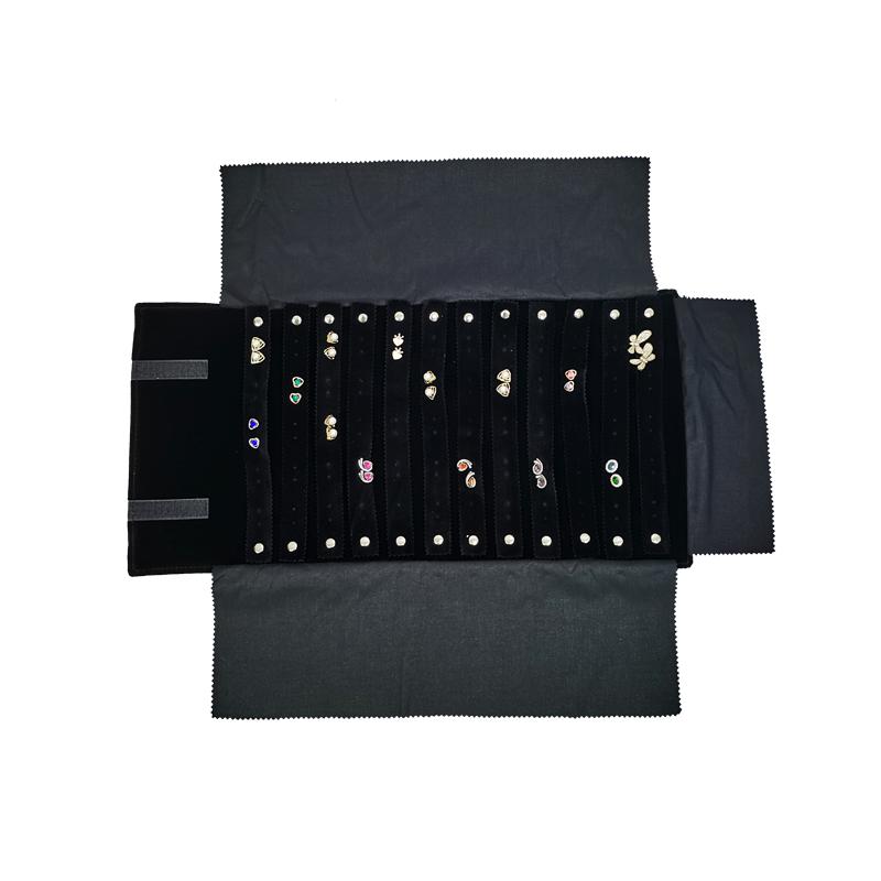 High Quality Black Velvet Jewelry Storage Roll Ring Necklace Pendant Earrings Watch Storage Roll Jewelry Storage Display Props