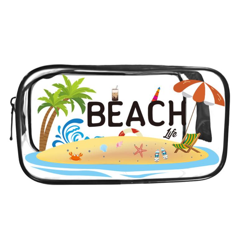 Spacious Cosmetic Bag Transparent Beach Style Portable Makeup Organizer Large Capacity for Travel Use