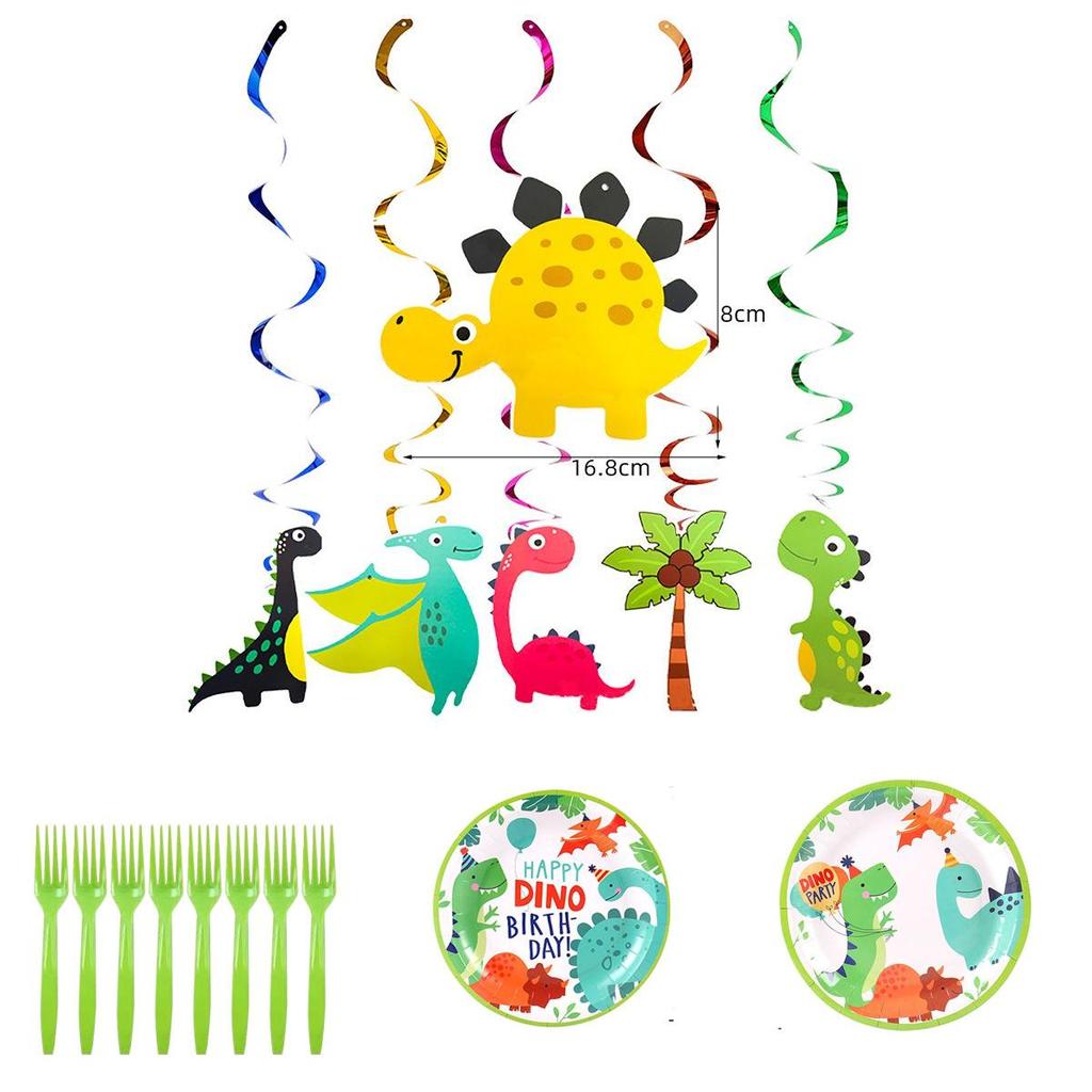 Adorable Cartoon Dinosaur Party Birthday Supplies Complete Tableware Plates Cups Banner