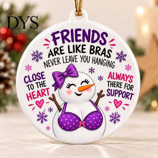 Hanging Decorations for Fireplace Funny Friendship Christmas Pendant, Durable Acrylic Ornament, Creative Xmas Festive Indoor Outdoor Ornaments