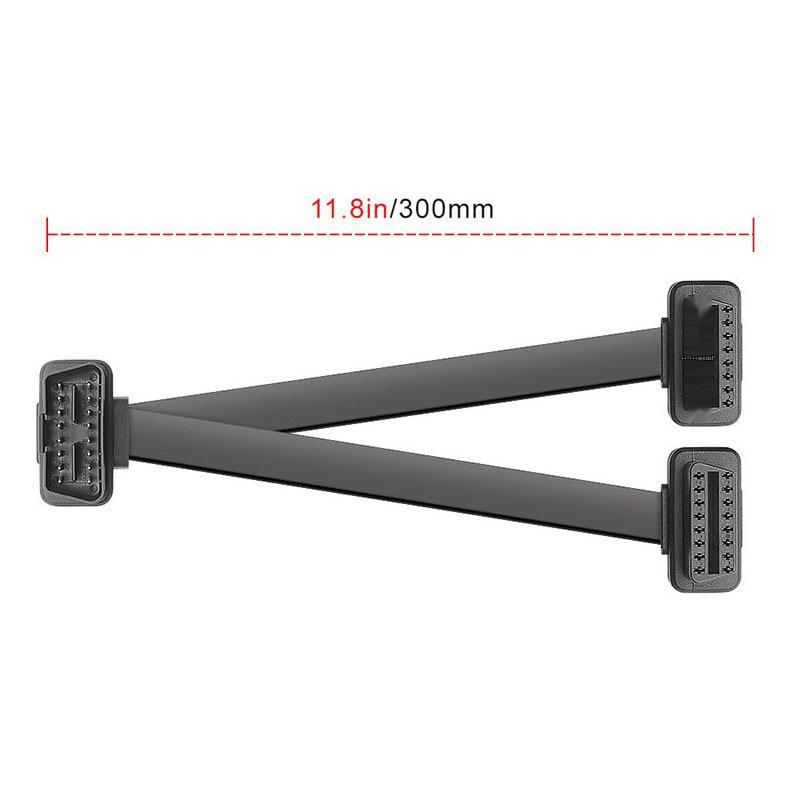 Szybkozłączka OBD2 16-Pinowy Podwójny Płaski Kabel Przedłużający, 30 cm do Diagnostyki Samochodowej