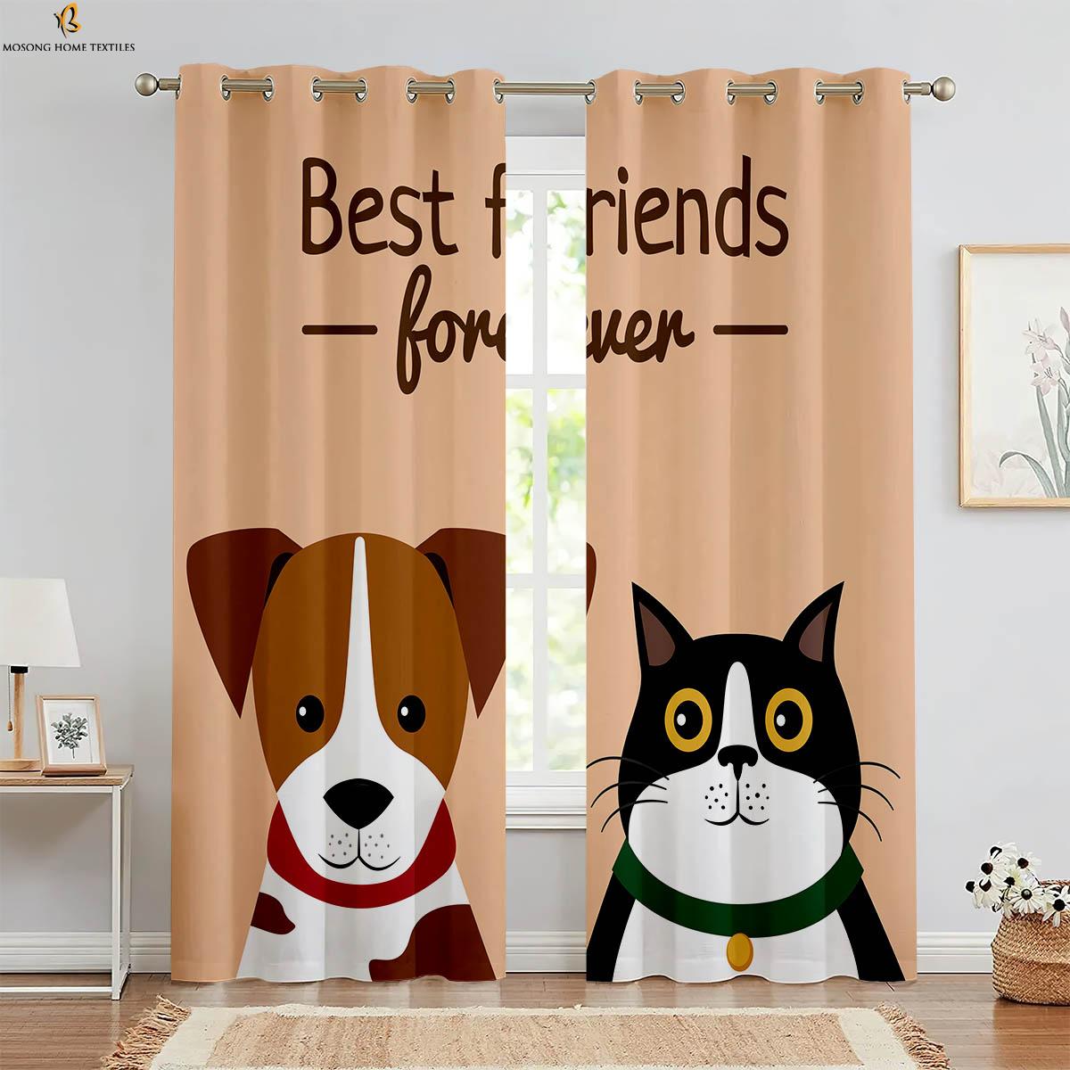 

Шторы с рисунком из мультфильма «Лесной зверь», украшение для детской комнаты, шторы из полиэфирного волокна, легко моющиеся, украшение для дома, 2 шт. W50xH130(CM)x2PCS&Rod pocket