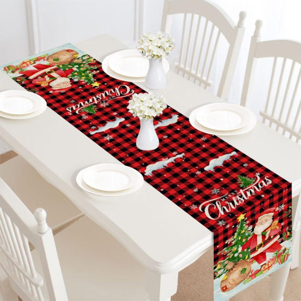 Xmas Ornaments 30x182cm Christmas Table Runner Long Luxury Dacron Table Runner Pastoral Style Vintage Tablecloth Party