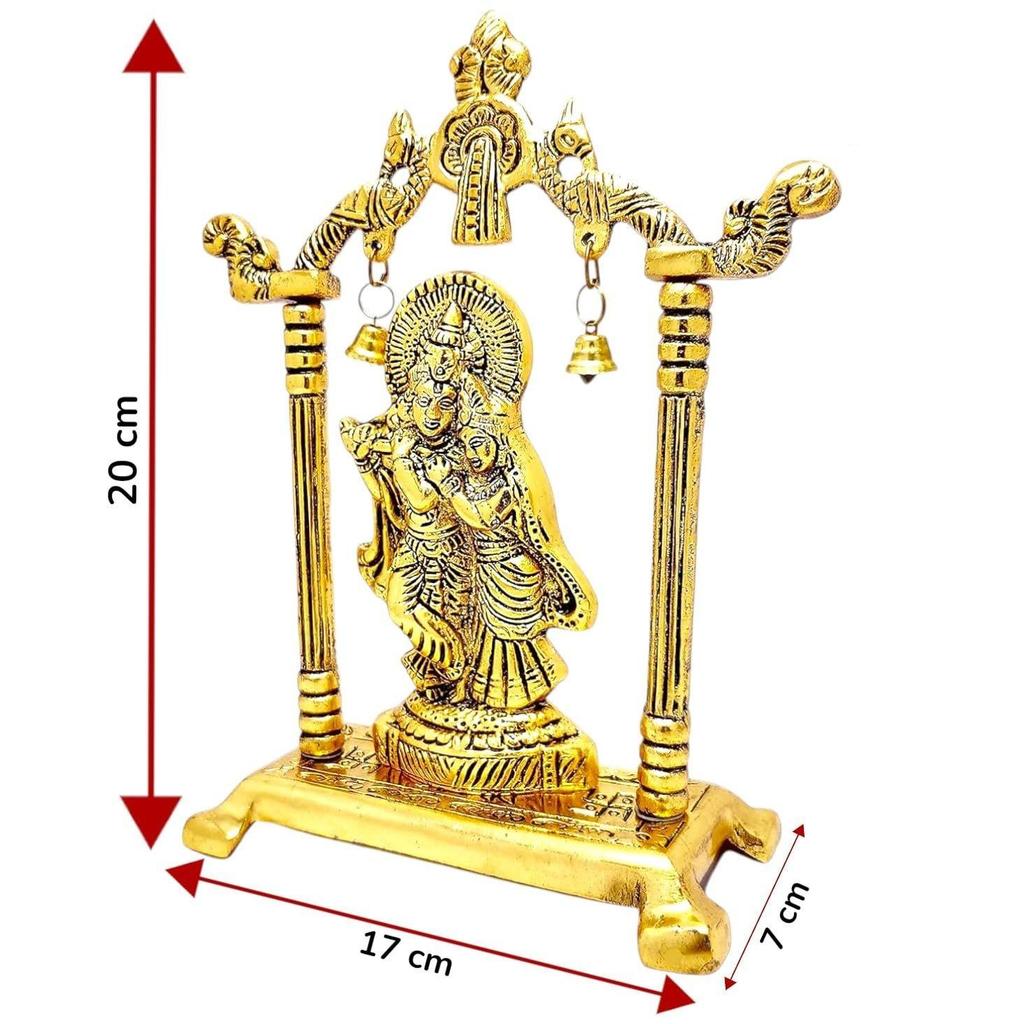 Metal Radha Krishna Statue Gold Plated Decor Your Home,Office & Radha Krishna Murti Idol Showpiece Figurines