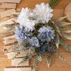 Artificial Dahlia Flower Bouquet Faux Silk Floral Arrangements with Eucalyptus Leaves for Dining Table Centerpieces DIY Wedding Bridal Bouquet