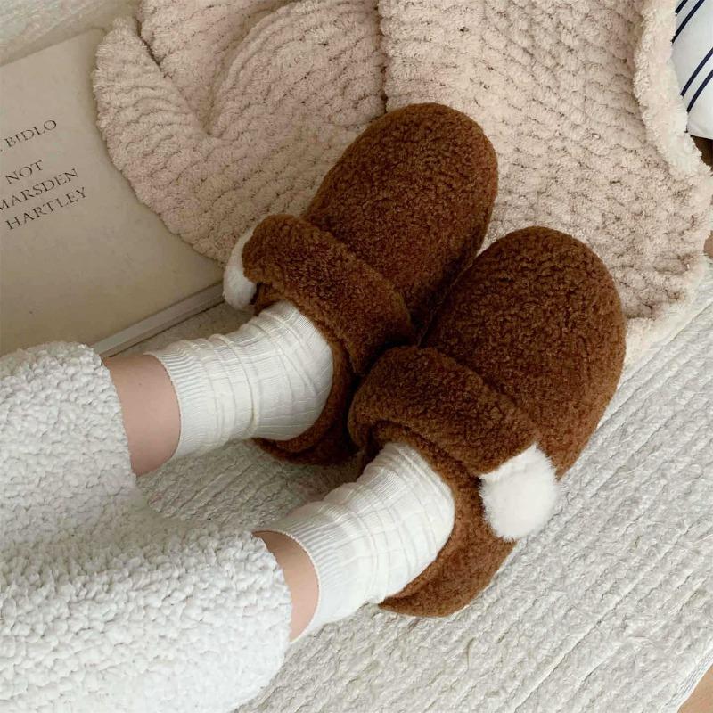 

Простая верхняя одежда, Удобные и милые домашние хлопковые тапочки, Женские теплые и удобные шерстяные туфли Fits 39-40 темно-коричневого