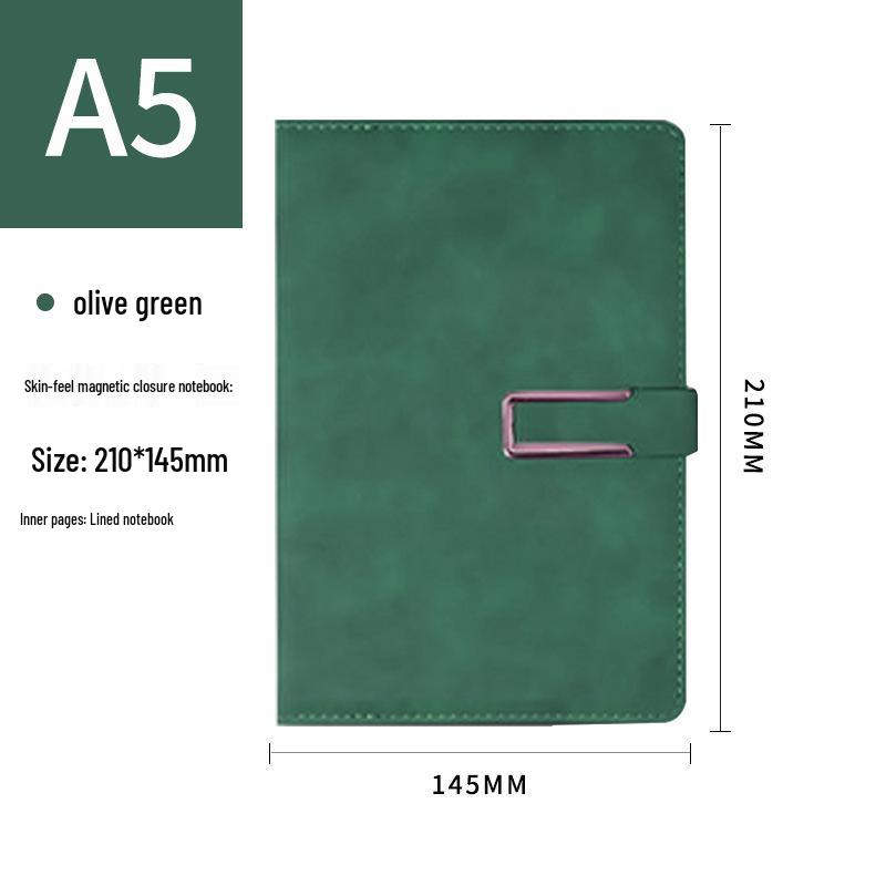 A5 Business Notebook: Customizable Soft Leather with Magnetic Buckle. Perfect for Meetings and Logo Printing.