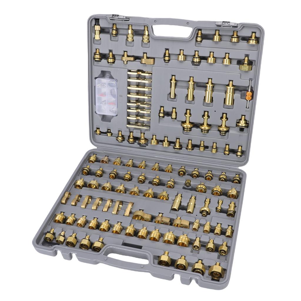 122pcs Automotive Air Conditioning Leak Test Kit Multifunction Brass AC Leak Detection Repair Tools Kit for Car Auto AC