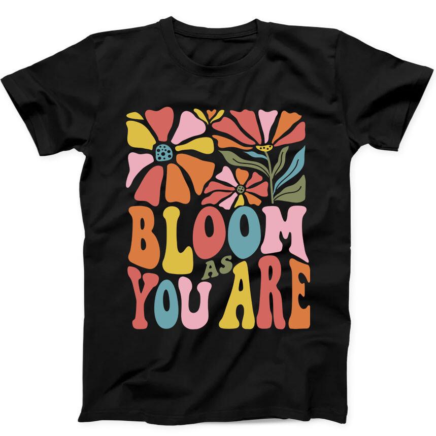 

Цвети таким, какой ты есть Психическое здоровье Бохо Цветы Ретро Смешной подарок Черная футболка 220 XL