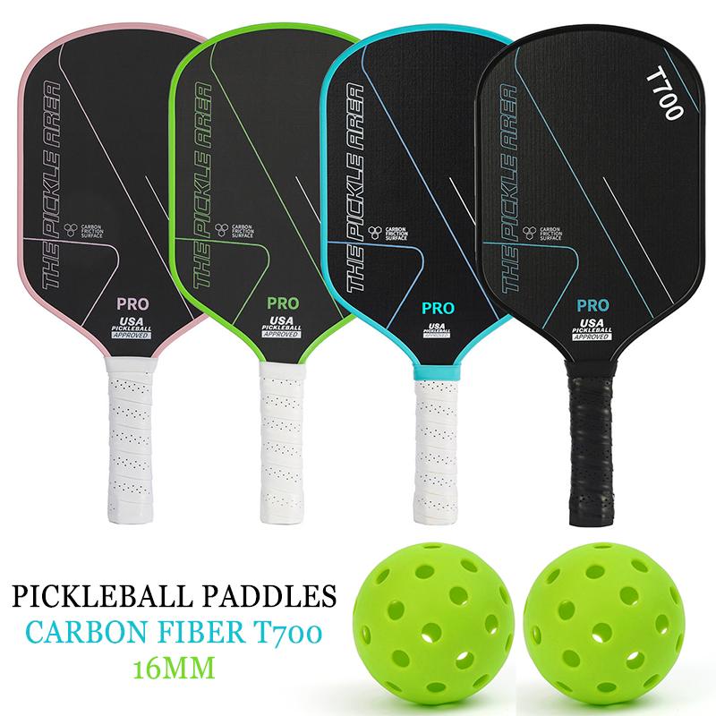 LEATOU Carbon Fiber Pickleball Paddles 16MM Carbon Fiber T700 Pickleball Paddle with 2PC Pickle Ball USAPA Approved