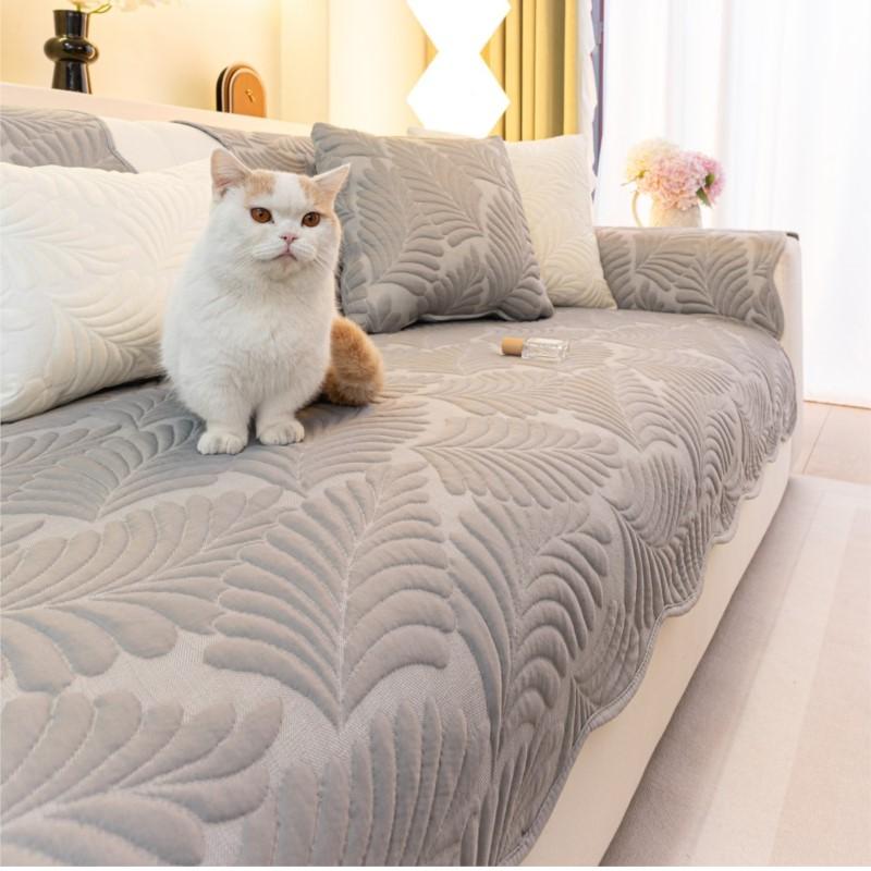 French Style Sofa Cushion Cover Non-Slip Summer Solid Color Cool Feeling Sofa Protector Soft Anti-Skid Living Room Sofa Mat