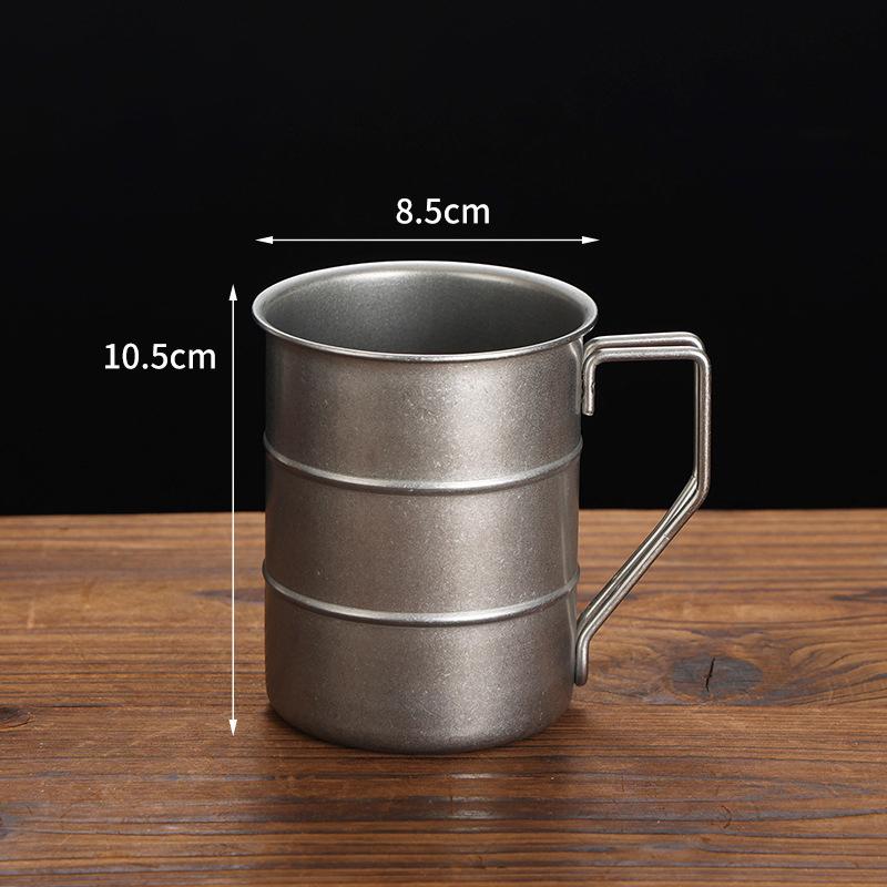1Pc Retro Old Coffee Water Cup Industrial Style Oil Barrel Mug Outdoor Camping Picnic Beer Mug Drinking Utensils Stainless Stee
