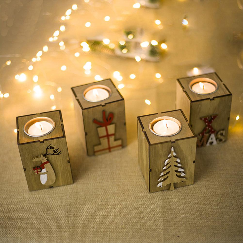 Home Wooden Tealight Candle Holder for Christmas Wedding Home Party Decoration