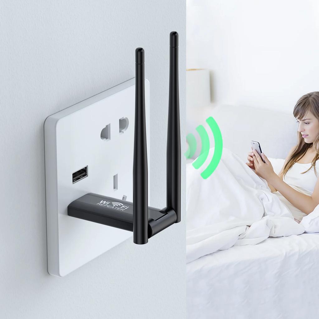 2 4G 300Mbps Wireless USB WiFi Repeater Extender Signal Booster Amplifier Long Range Wi Fi Router Home Network Extension
