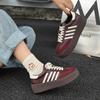 Platform-soled German training shoes women's autumn and winter new leather lace-up polished old retro sports and leisure shoes board shoes