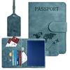 TARATI Capa de Passaporte PU Leve para Viagem com Porta-Cartões e Nome, Cor Azul Marinho, Anti-Skimming, Material, Multifuncional