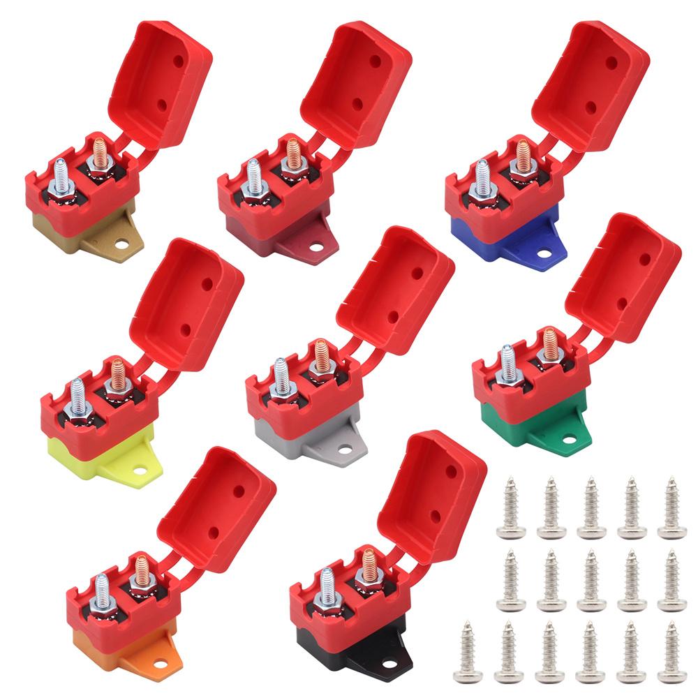 8pcs Auto Reset Circuit Breaker with Cover 12V - 24V 5A-50A For Car RV Marine Boat