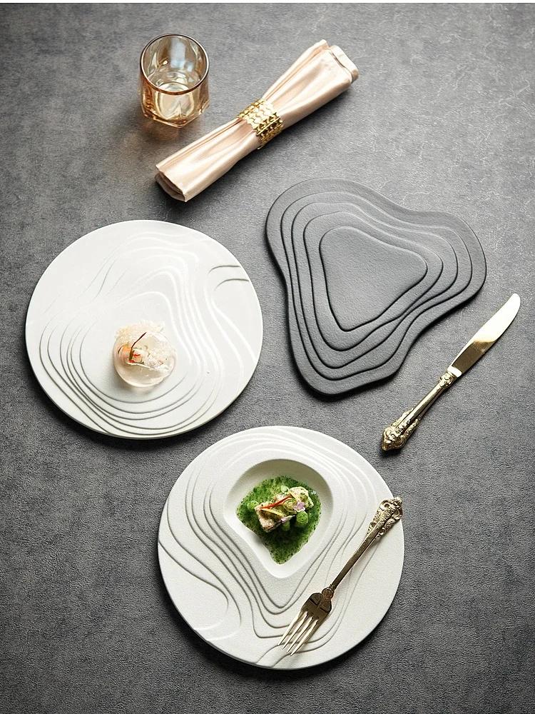 Piatto Creativo in Ceramica per Cibo Occidentale Piatto Piatto per Dessert da Hotel Concetto Artistico Piatto di Alta Qualità per Bistecca Stoviglie da Cucina