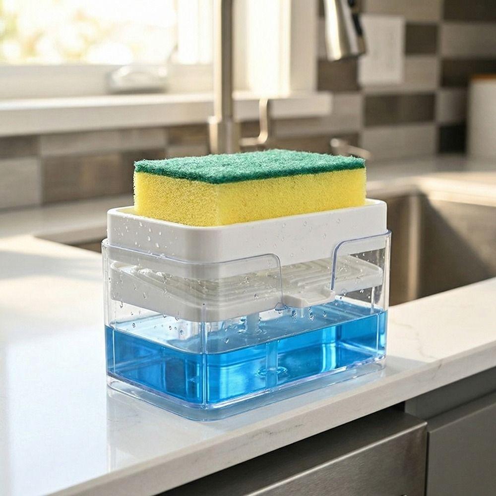 Press Type Sink Drain Soap Dispenser Sponge Holder Kitchen Detergent Container Kitchen Use