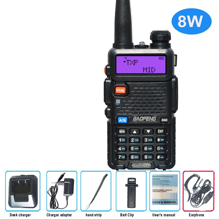 1/2 Pcs Baofeng UV-5R 5W 8W True High Power Walkie Talkie Long Range 10km FM Two Way Portable Radio UV5R Handheld Transceiver