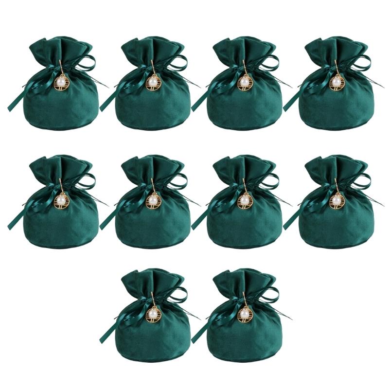 10Pcs Velvety Cloth Drawstring Bag Wedding Gift Wrapping Pouches Birthday Party Treat Bag For Candy Chocolate Jewelry
