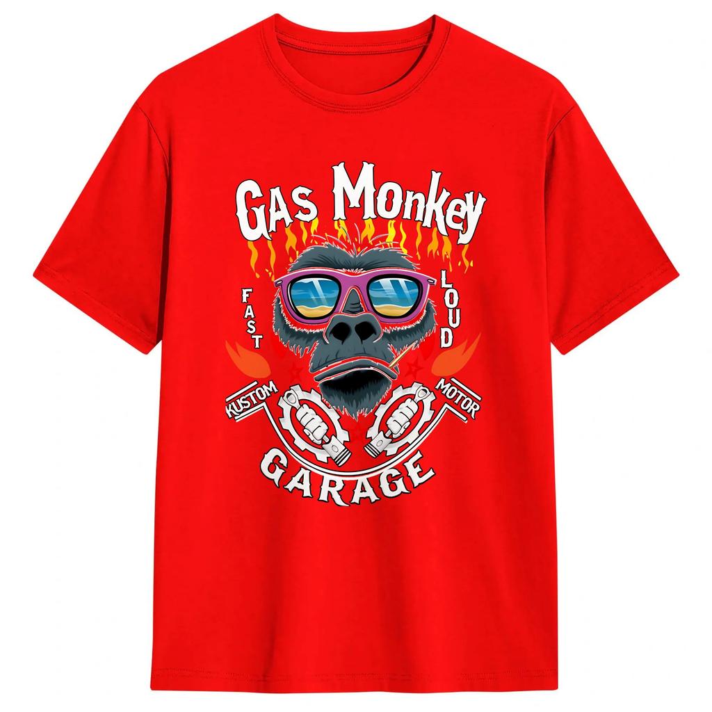 Unisex TShirt Monkey Gas Garage Novelty Cotton Tees Short Sleeve T Shirts O Neck Clothes 4XL 5XL