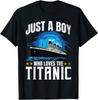 Just A Boy Who Loves RMS Titanic Ship History Fan Graphic T-Shirt