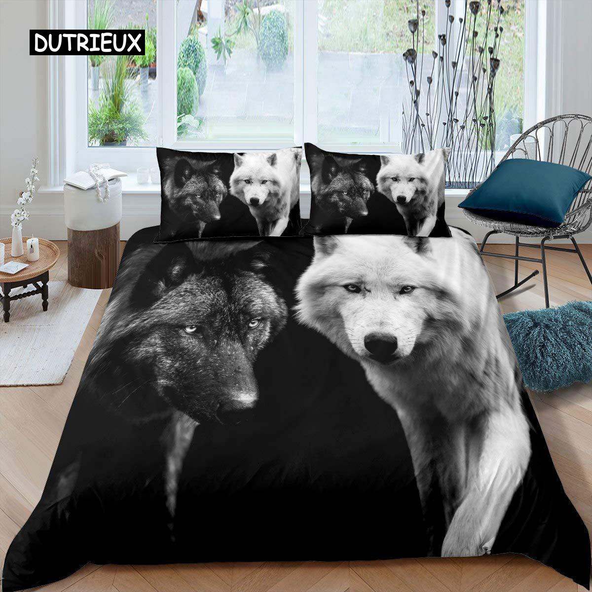 

Wolf Bed Cover Collection King Dimension Queen Size Size Boho Wolf Single Size Sleep Bedding Collection Wildlife Animal Comforter Cover 2/3pcs EU single(135x200cm)