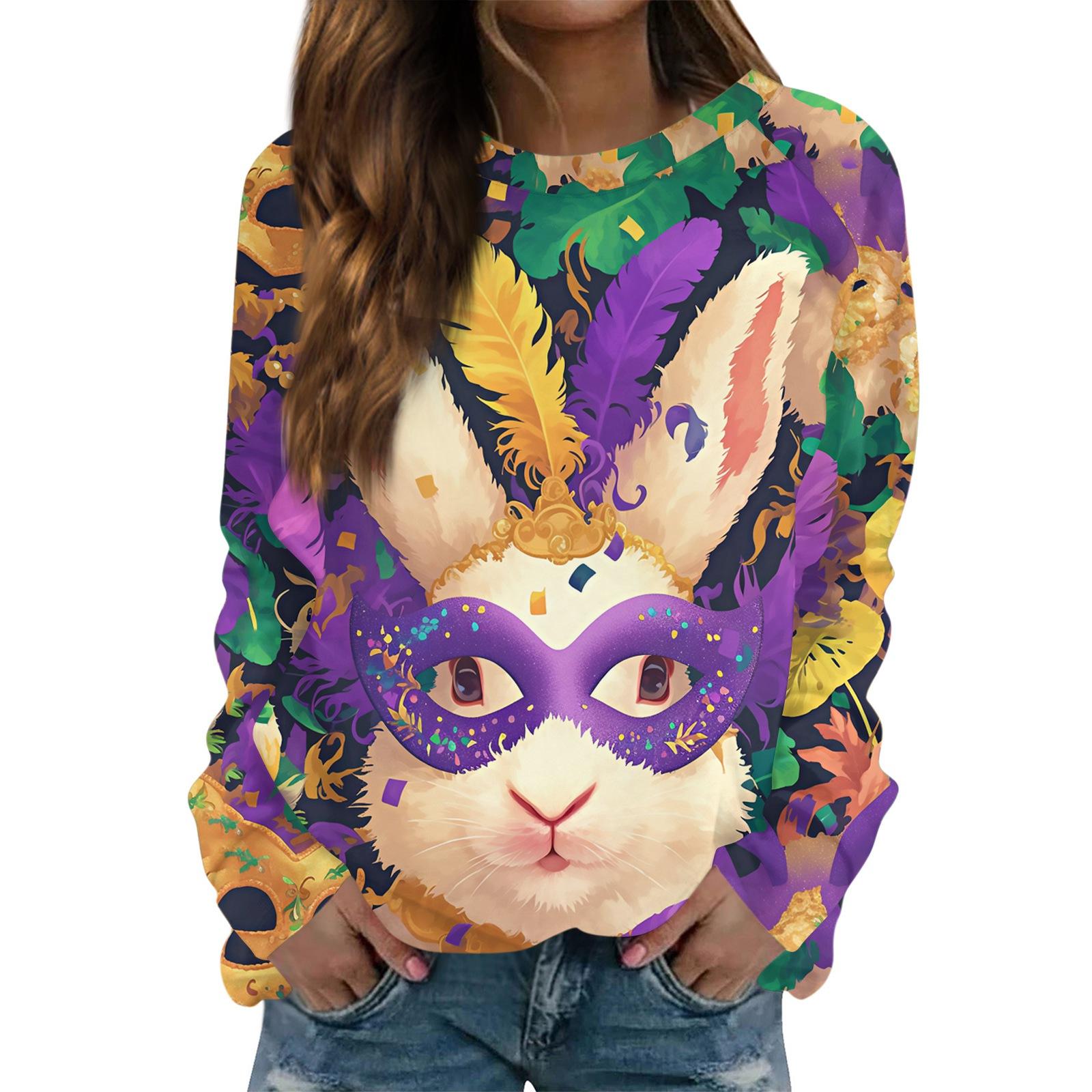 

Круглый вырез с длинным рукавом толстовки для женщин принт графический топ повседневные базовые топы пуловер XL