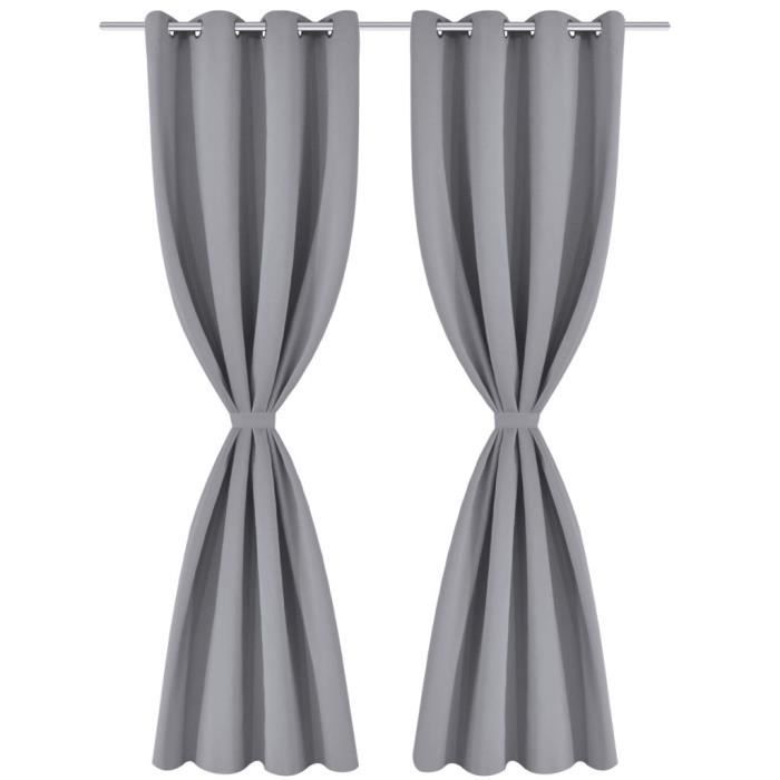 Rideau occultant - vidaXL - 2 pcs - 135x175 cm - Gris - Œillets métalliques