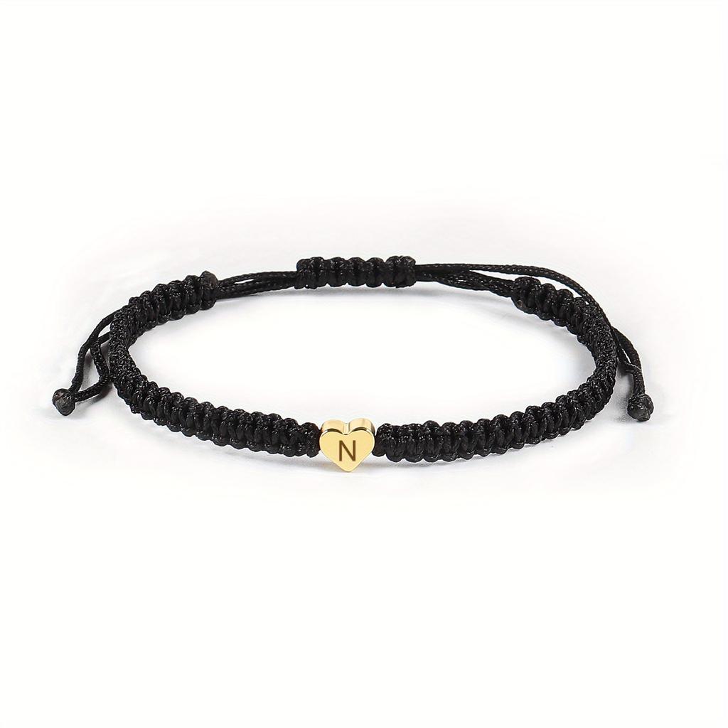 1 Stück Herzarmbänder A-T Anhänger Armband Für Frauen Geschenke Seil Verstellbarer Schmuck Für Teenager Mädchen Freunde Ehefrau Freundin Freund Paar Freunde