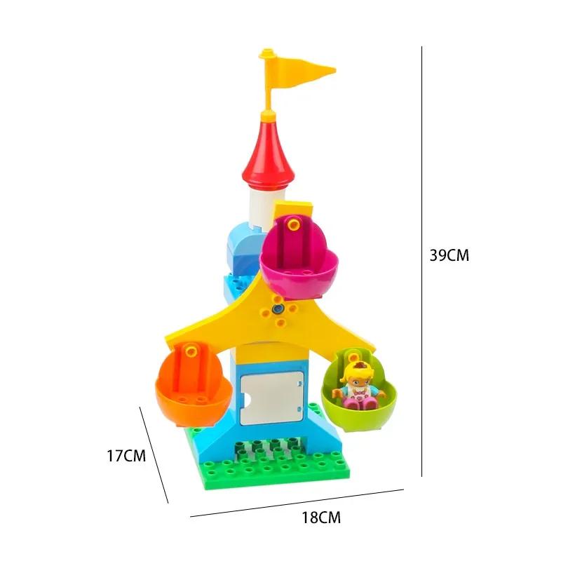 Großer Baustein Drehbares Riesenrad Bus Rennwagen Murmelbahn Kompatibel Duplo Pädagogisches Kreatives Spielzeug Kinder Kinder Geschenk