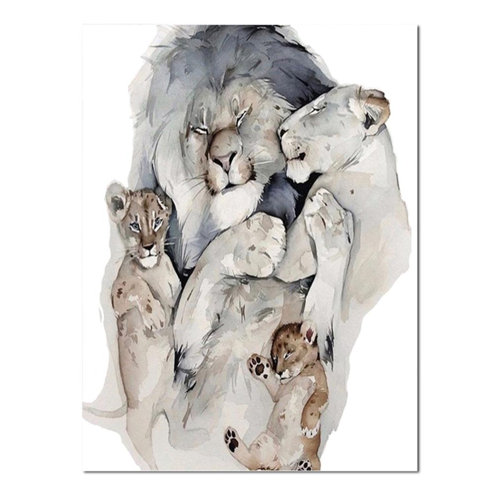 African Lion Family Sketch Wall Art Posters and Prints Animals Canvas Paintings On the Wall Lion Pictures Home Decor