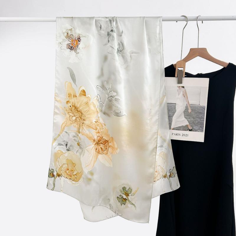 Spring and Autumn New 100 Mulberry Silk Long Scarf Women's Elegant Atmospheric Silk Shawl Versatile High-end Silk Scarf