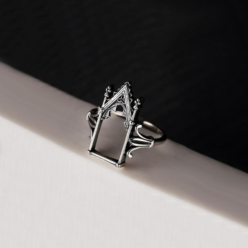 Beautiful Gothic Castle Shape Rings Electroplating Copper Retro Novel Rings