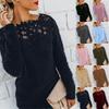Cozy Women's Autumn Winter Fleece Sweater Tops With Elegant Lace Design For Style