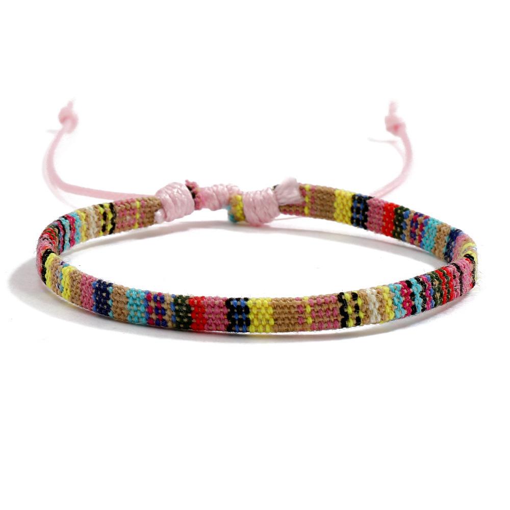Colourful Bohemian-style cotton-linen woven bracelet – a simple versatile piece