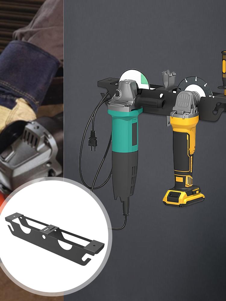 2 Bay Angle Grinder Rack with Cord Hanger Angle Grinder Stand 2 Bay Stand Storage Rack for Cutters Polishers Workspace