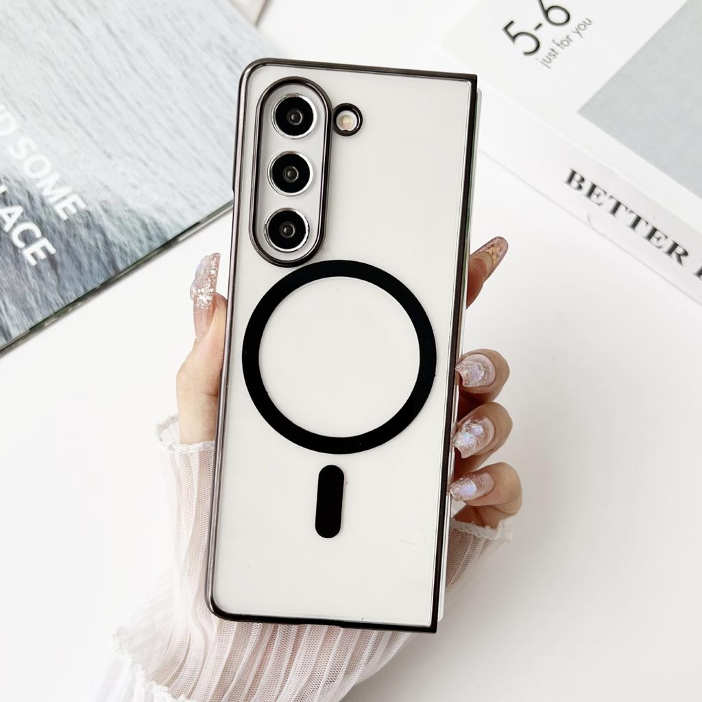 Applicable To Samsung Z Fold1/1/1 Mobile Phone Case PC Hard Case Transparent Magnetic Wireless Charging Flip1/1/1  Case