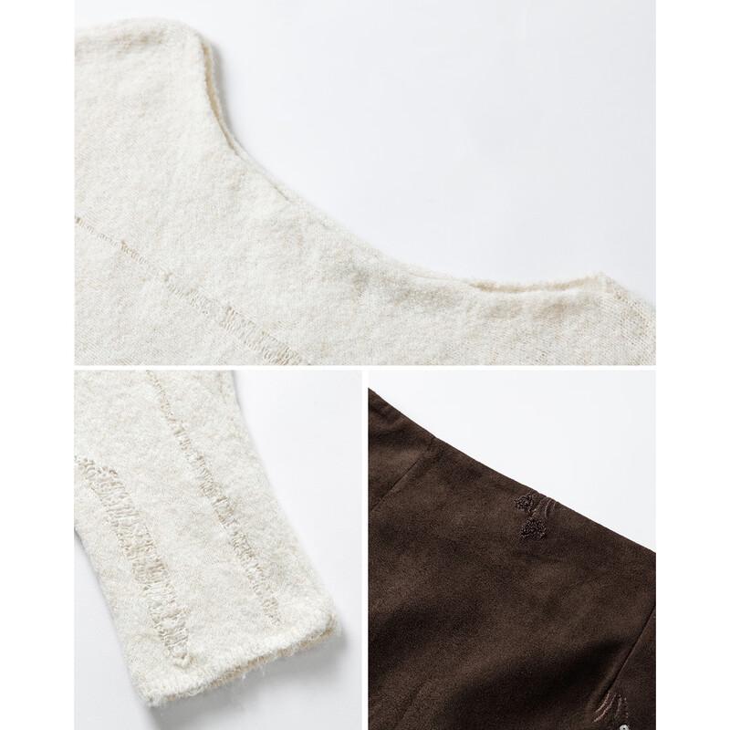 Shangjing Autumn Two-Piece Knit Sweater and Skirt Set