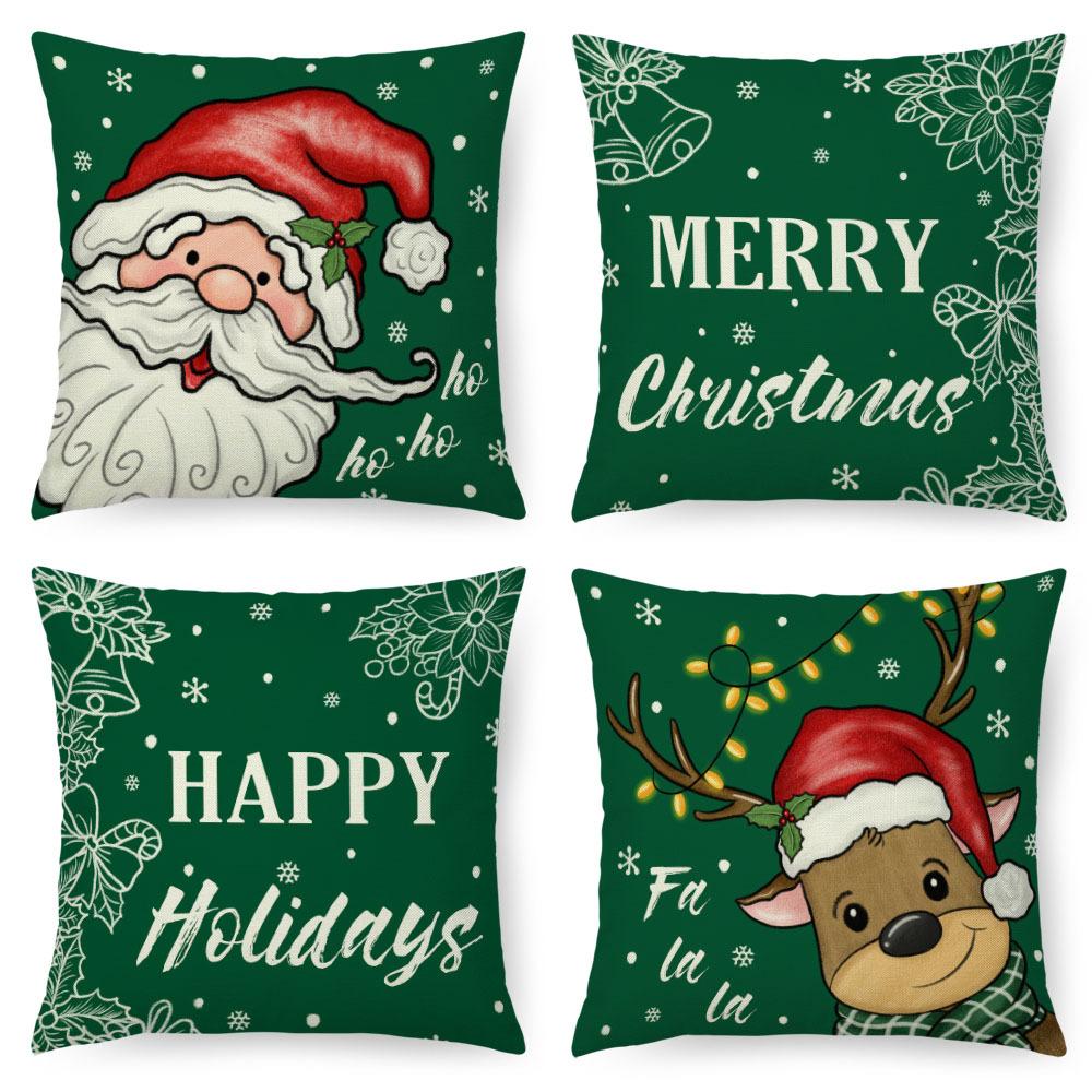 Imitation Linen Pillow Case Home Decoration Christmas Pillow Four-piece Set Living Room Sofa Cushion Cover Bedroom Pillow